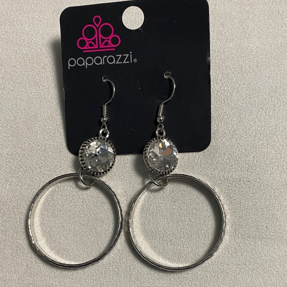 Paparazzi Silver Crystal Hoop Earrings